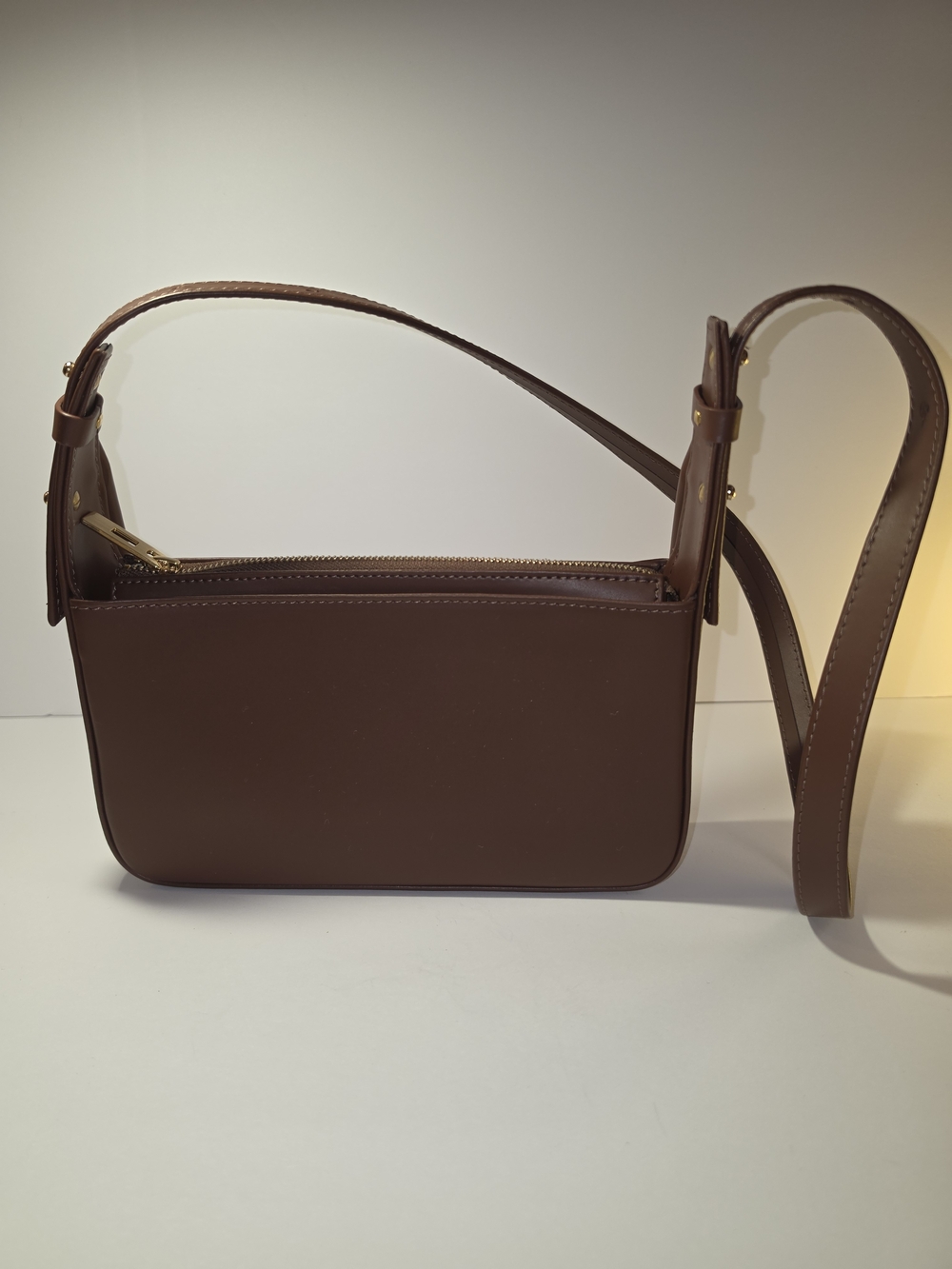 BAGLLET BG136 Chestnut Italian Leather Baguette Crossbody Bag - Picture 9 of 13